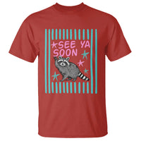 Striped Funny See Ya Soon Racoon T Shirt Last Day Of School Teacher