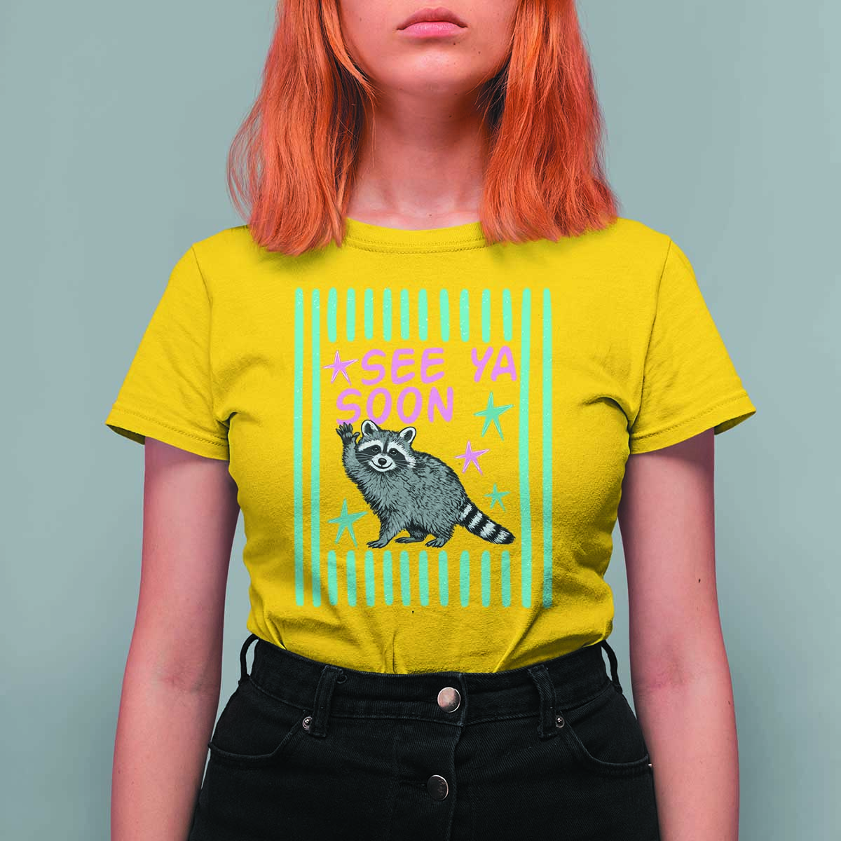 Striped Funny See Ya Soon Racoon T Shirt For Women Last Day Of School Teacher