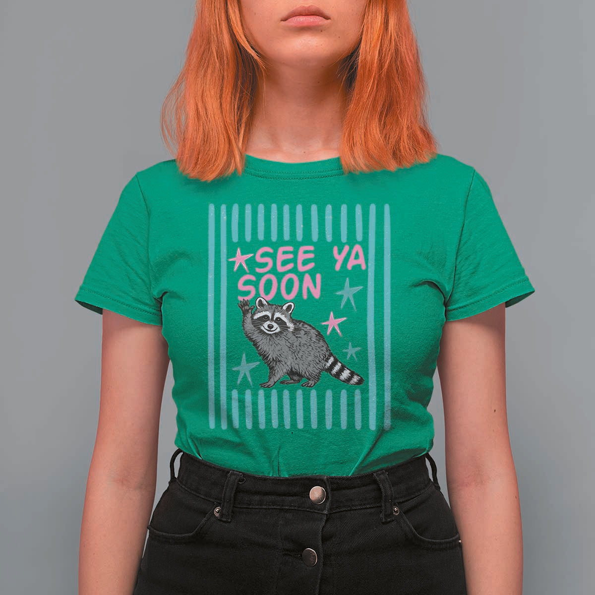 Striped Funny See Ya Soon Racoon T Shirt For Women Last Day Of School Teacher