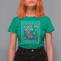 Striped Funny See Ya Soon Racoon T Shirt For Women Last Day Of School Teacher