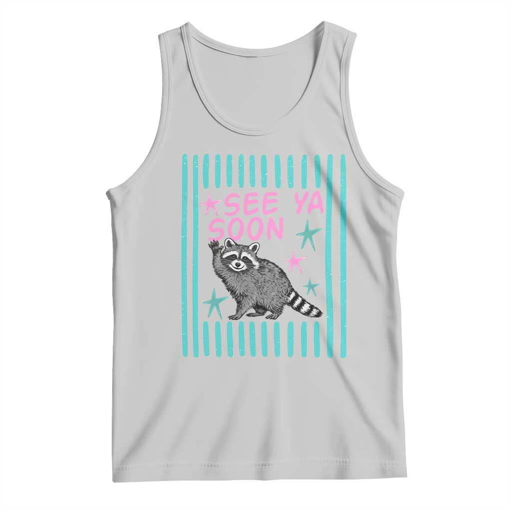 Striped Funny See Ya Soon Racoon Tank Top Last Day Of School Teacher