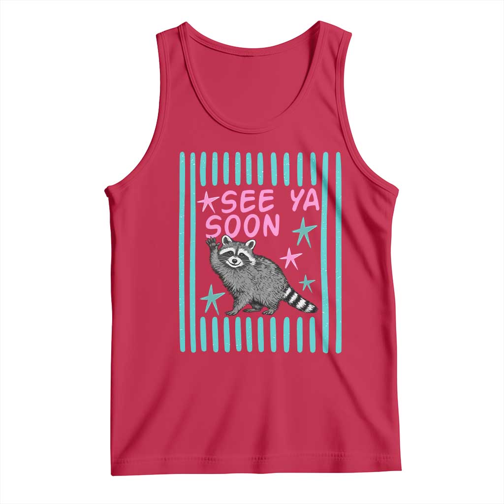 Striped Funny See Ya Soon Racoon Tank Top Last Day Of School Teacher
