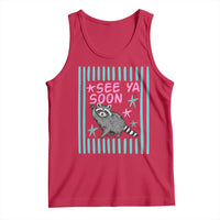 Striped Funny See Ya Soon Racoon Tank Top Last Day Of School Teacher