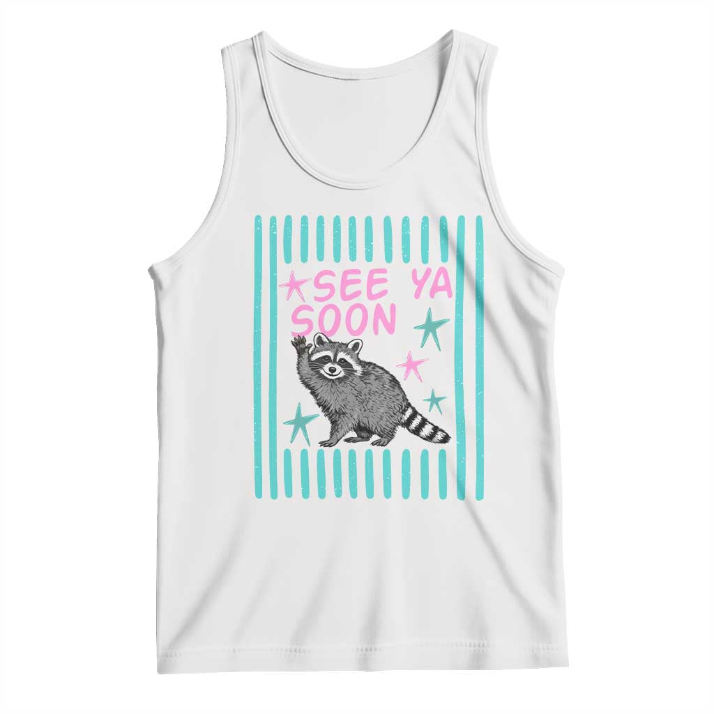 Striped Funny See Ya Soon Racoon Tank Top Last Day Of School Teacher