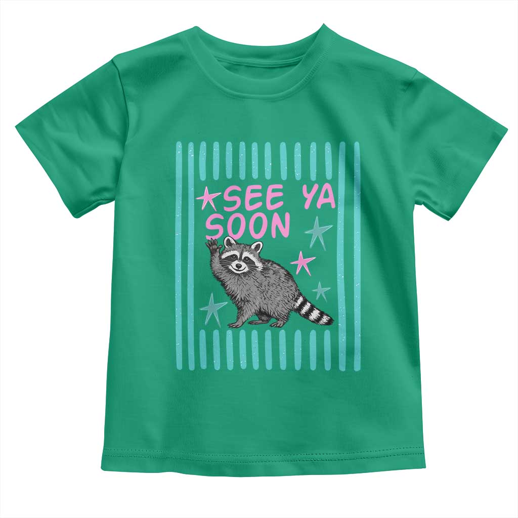 Striped Funny See Ya Soon Racoon Toddler T Shirt Last Day Of School Teacher