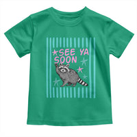 Striped Funny See Ya Soon Racoon Toddler T Shirt Last Day Of School Teacher