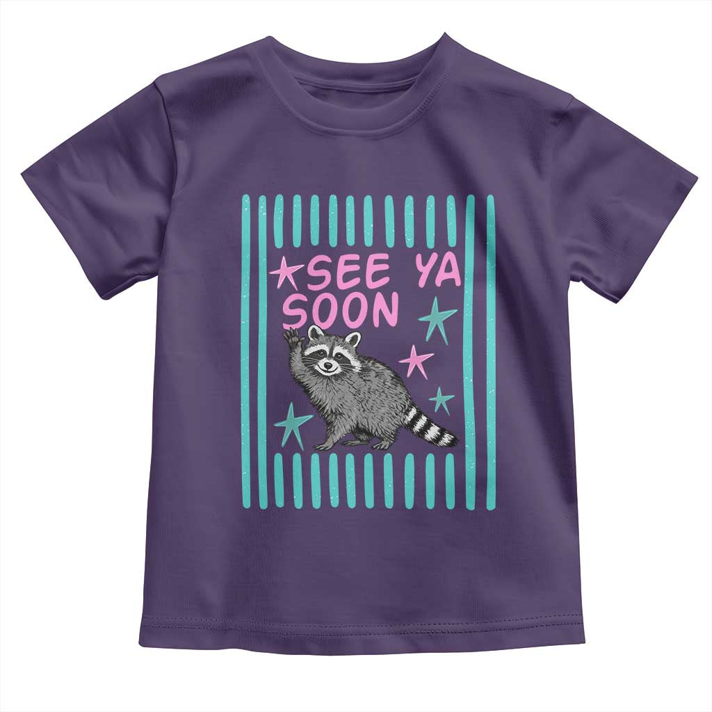 Striped Funny See Ya Soon Racoon Toddler T Shirt Last Day Of School Teacher