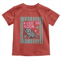 Striped Funny See Ya Soon Racoon Toddler T Shirt Last Day Of School Teacher
