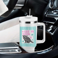 Striped Funny See Ya Soon Racoon Tumbler With Handle Last Day Of School Teacher
