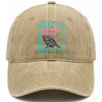 Striped Funny See Ya Soon Racoon Washed Cotton Baseball Cap Last Day Of School Teacher