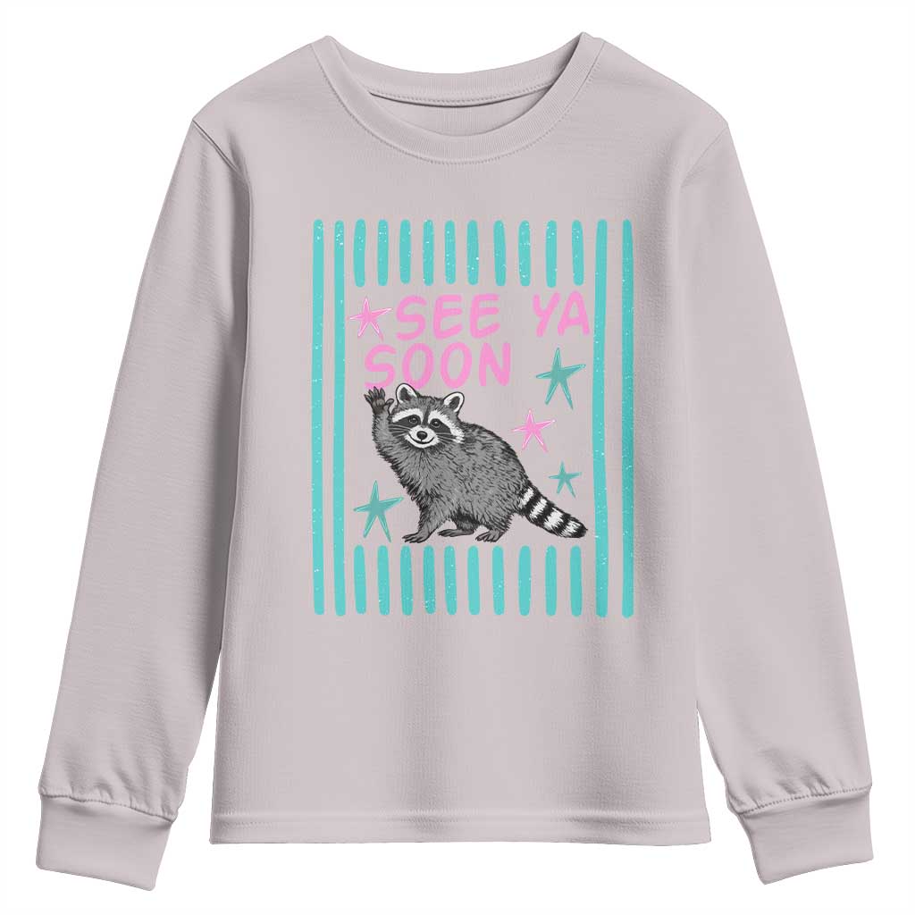Striped Funny See Ya Soon Racoon Youth Sweatshirt Last Day Of School Teacher