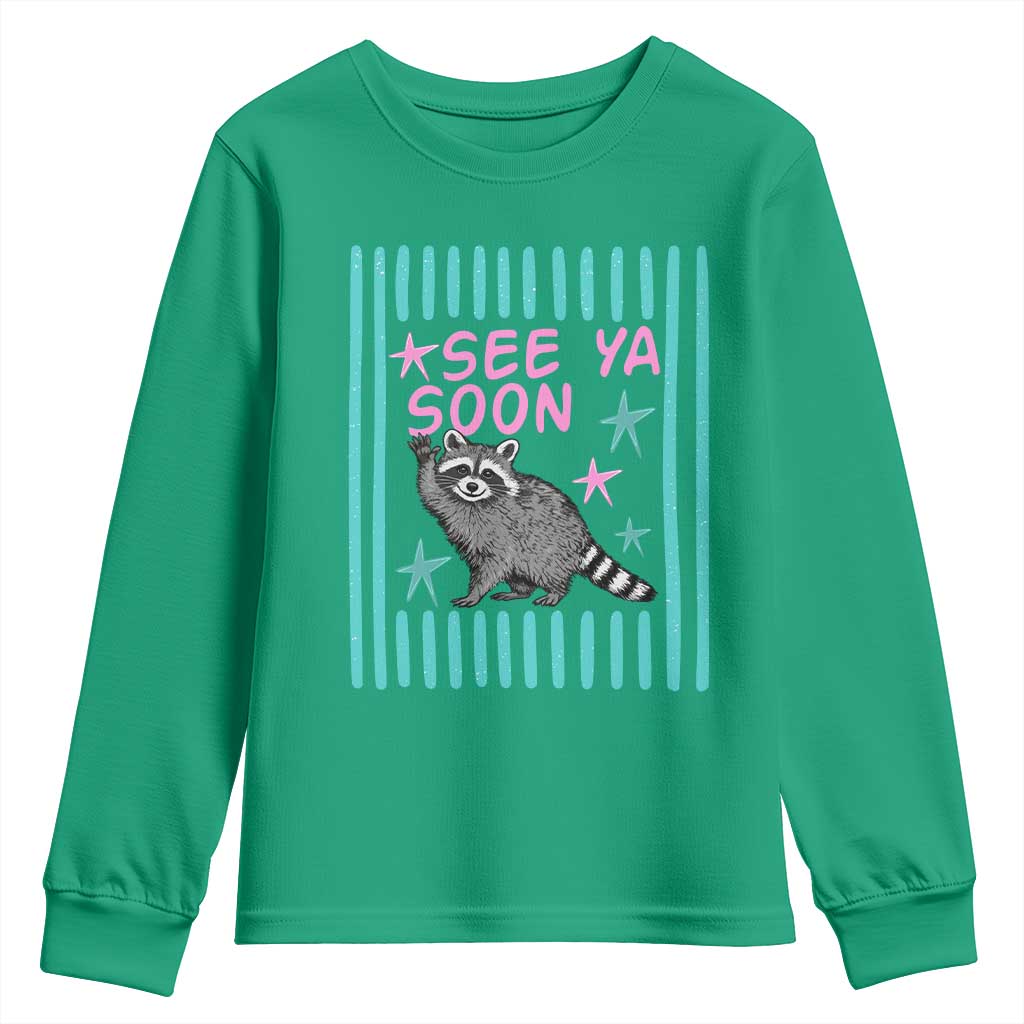 Striped Funny See Ya Soon Racoon Youth Sweatshirt Last Day Of School Teacher