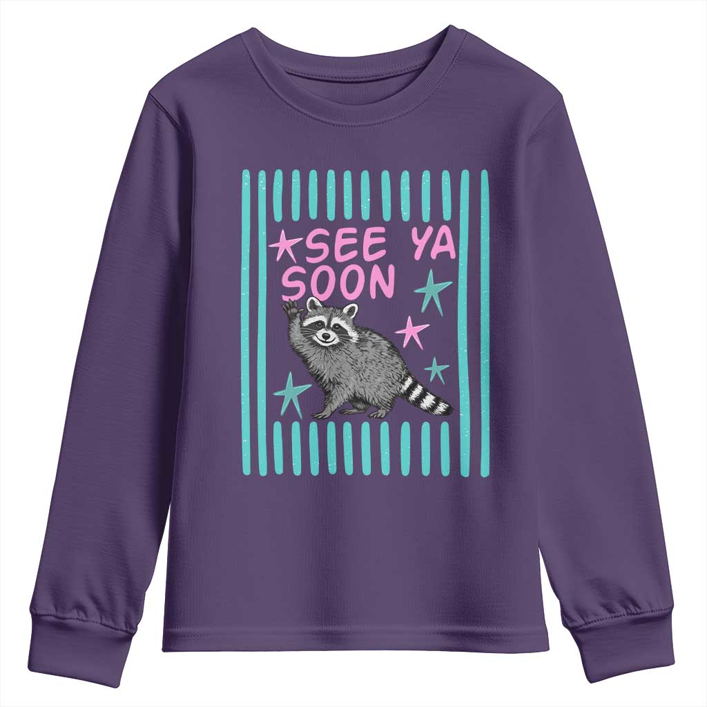 Striped Funny See Ya Soon Racoon Youth Sweatshirt Last Day Of School Teacher