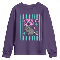 Striped Funny See Ya Soon Racoon Youth Sweatshirt Last Day Of School Teacher