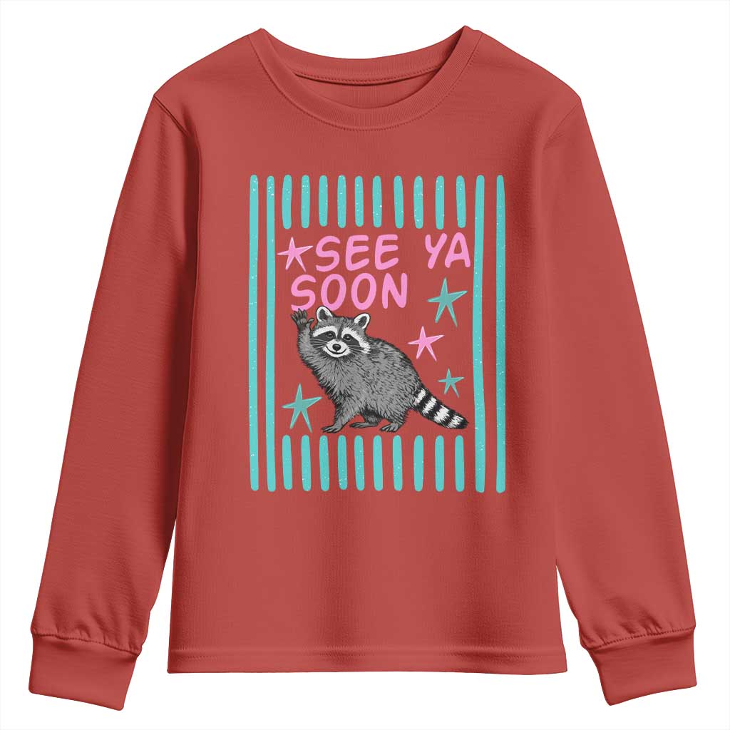 Striped Funny See Ya Soon Racoon Youth Sweatshirt Last Day Of School Teacher