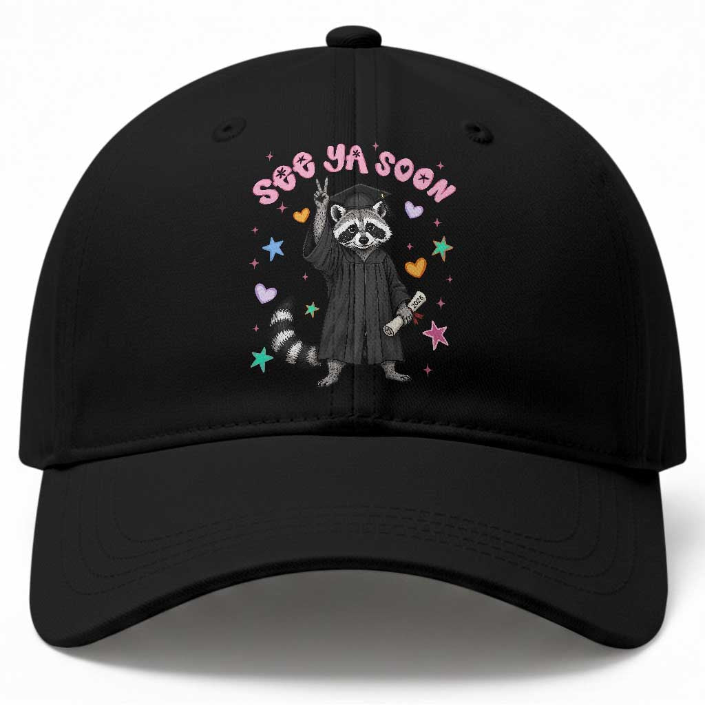 See Ya Soon Raccoon Baseball Cap Funny Raccoon Graduation 2026