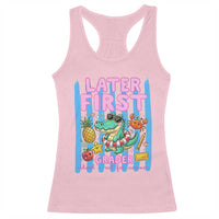 Later First Grader School's Out For Summer Racerback Tank Top Last Day Of School Later Gator Alligator