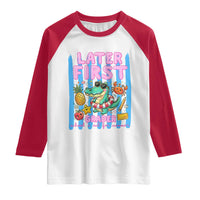 Later First Grader School's Out For Summer Raglan Shirt Last Day Of School Later Gator Alligator