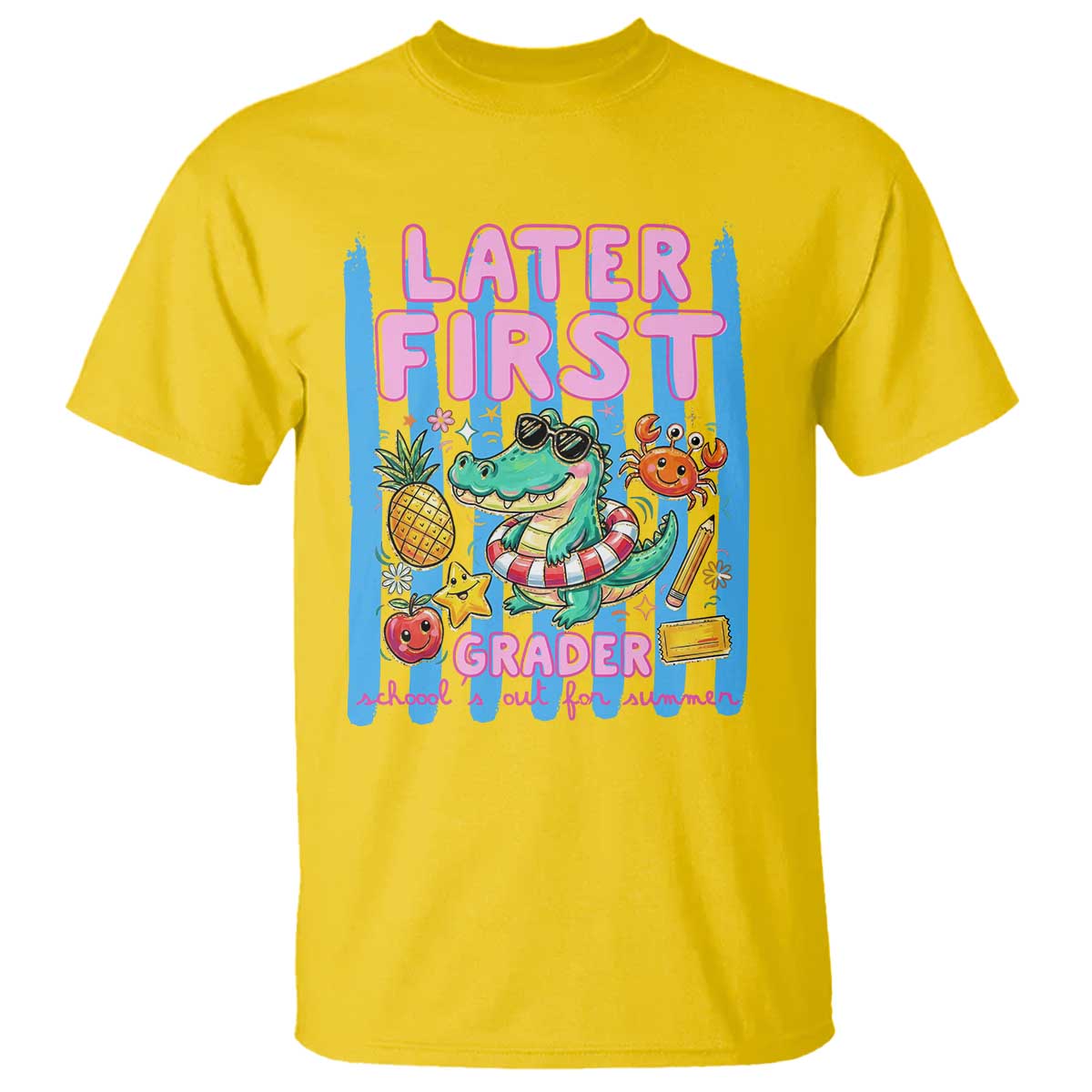 Later First Grader School's Out For Summer T Shirt Last Day Of School Later Gator Alligator