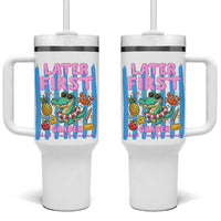 Later First Grader School's Out For Summer Tumbler With Handle Last Day Of School Later Gator Alligator