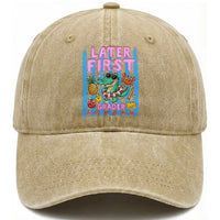 Later First Grader School's Out For Summer Washed Cotton Baseball Cap Last Day Of School Later Gator Alligator