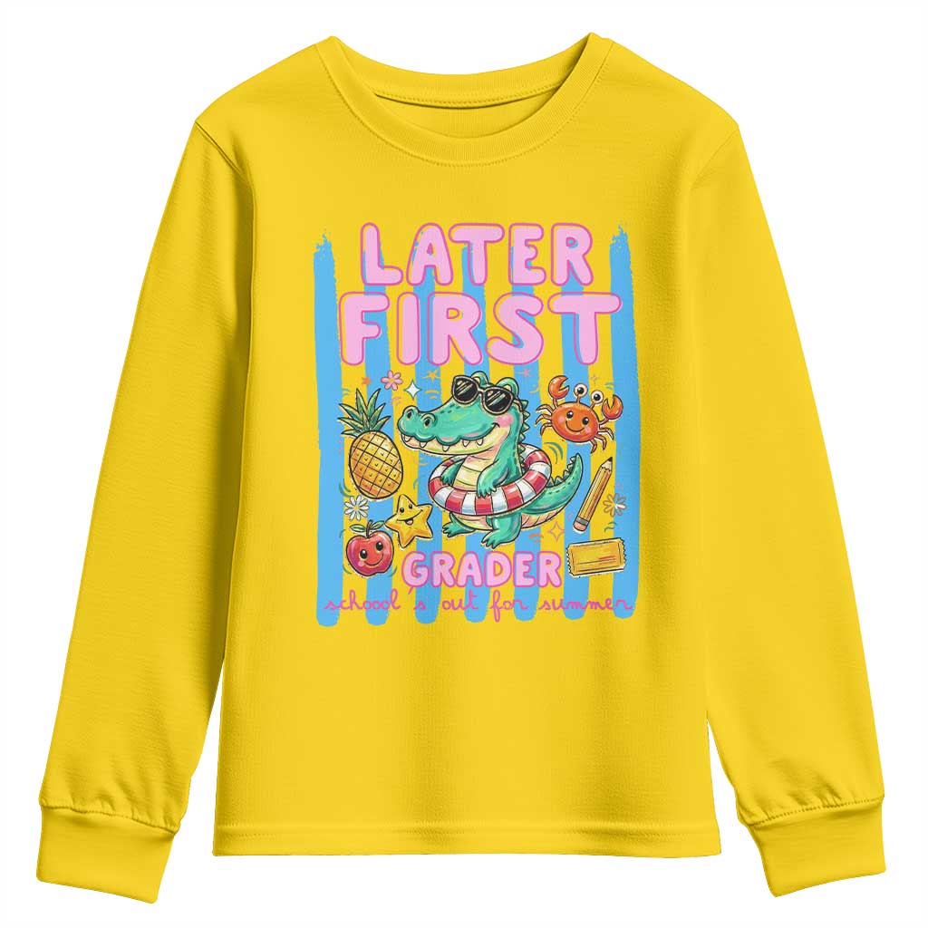 Later First Grader School's Out For Summer Youth Sweatshirt Last Day Of School Later Gator Alligator