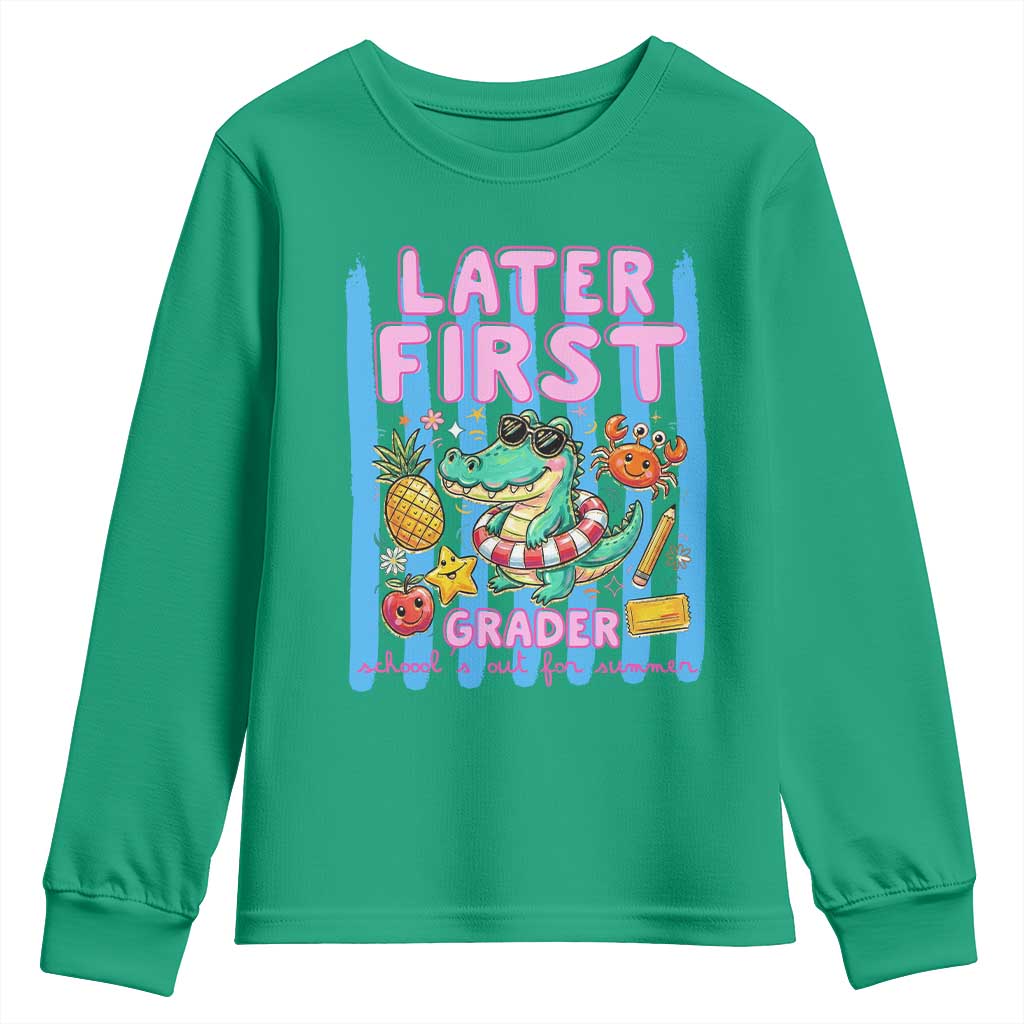 Later First Grader School's Out For Summer Youth Sweatshirt Last Day Of School Later Gator Alligator