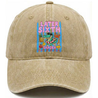 Later Sixth Grader School's Out For Summer Washed Cotton Baseball Cap Last Day Of School Later Gator Alligator