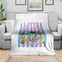 Later Fifth Grader School's Out For Summer Throw Blanket Last Day Of School Later Gator Alligator
