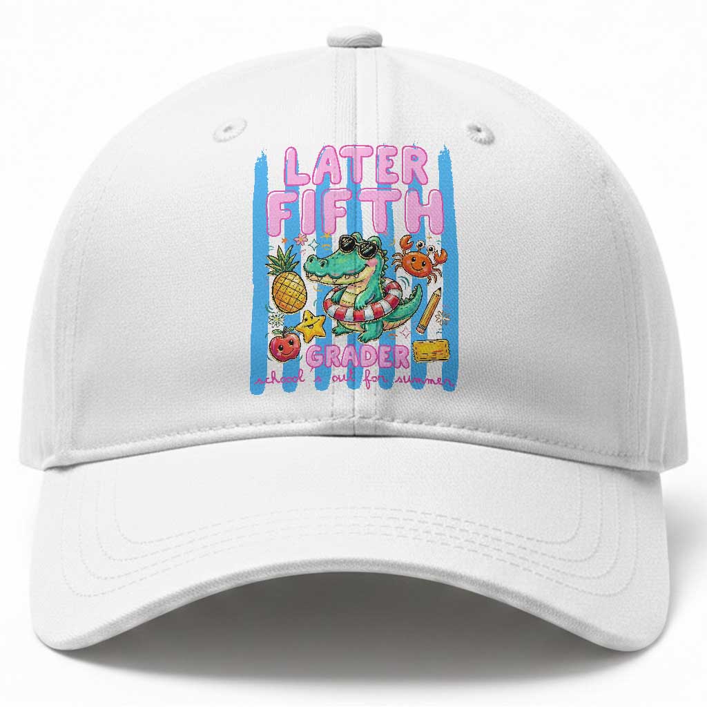 Later Fifth Grader School's Out For Summer Baseball Cap Last Day Of School Later Gator Alligator