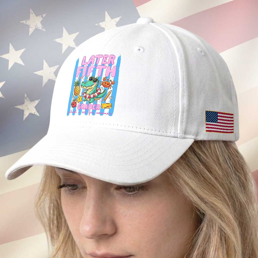 Later Fifth Grader School's Out For Summer Baseball Cap Last Day Of School Later Gator Alligator