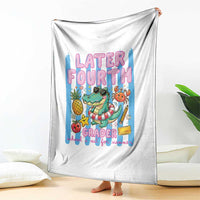 Later Fourth Grader School's Out For Summer Throw Blanket Last Day Of School Later Gator Alligator