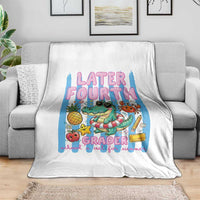 Later Fourth Grader School's Out For Summer Throw Blanket Last Day Of School Later Gator Alligator