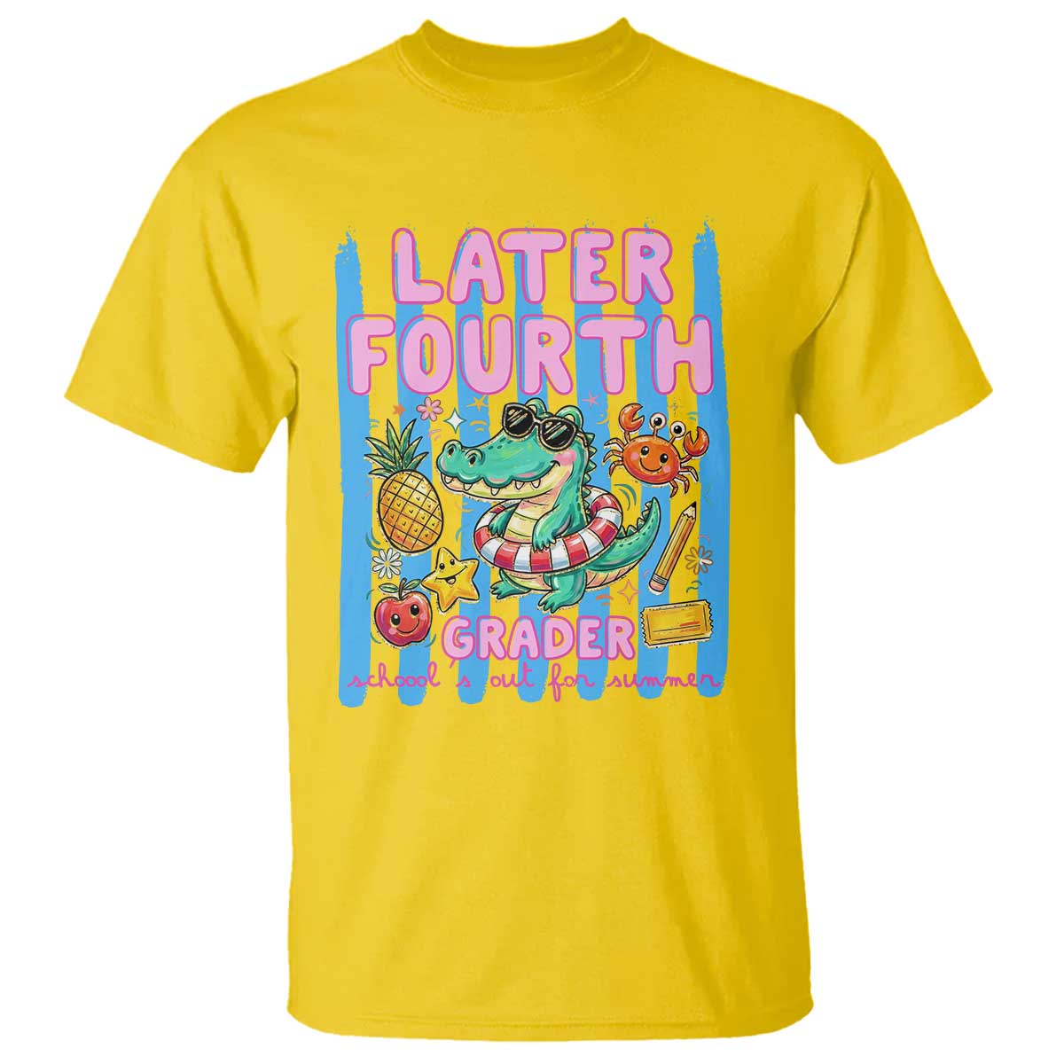 Later Fourth Grader School's Out For Summer T Shirt Last Day Of School Later Gator Alligator