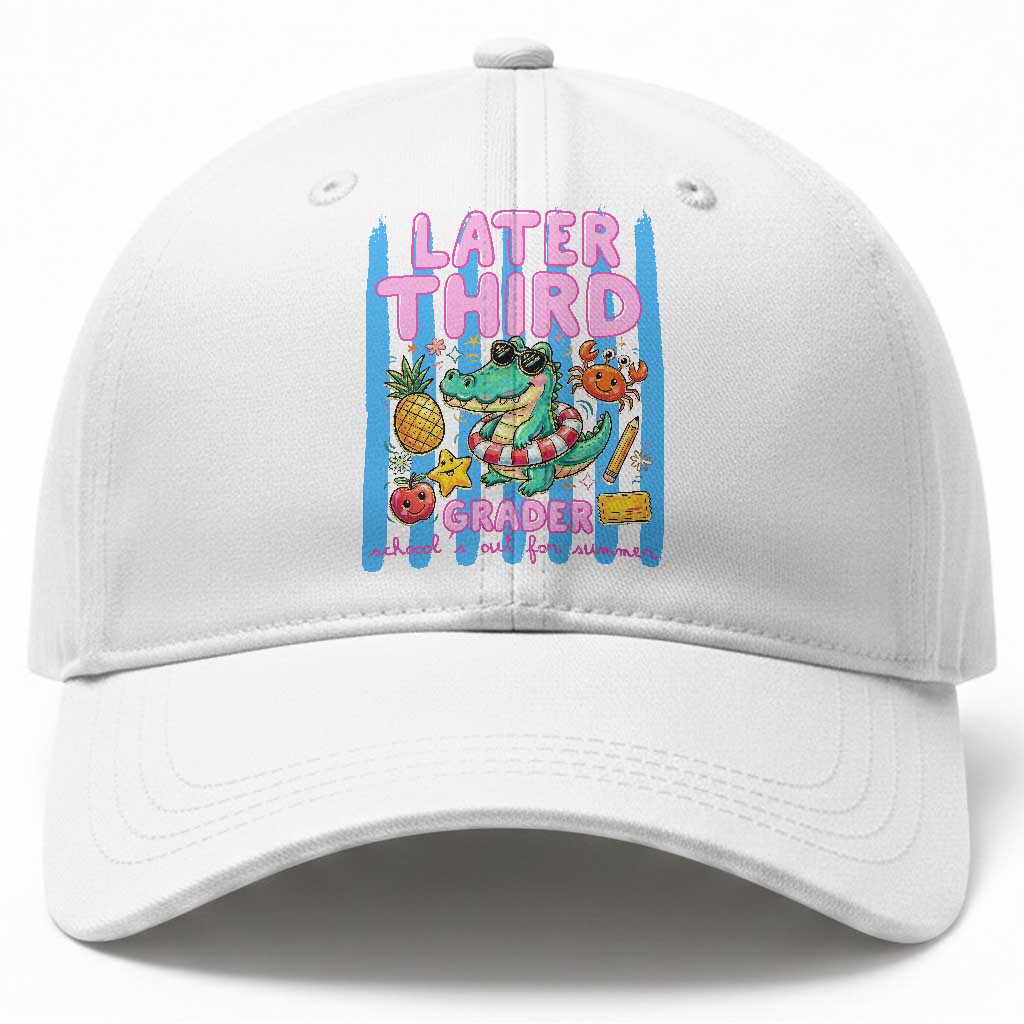 Later Third Grader School's Out For Summer Baseball Cap Last Day Of School Later Gator Alligator