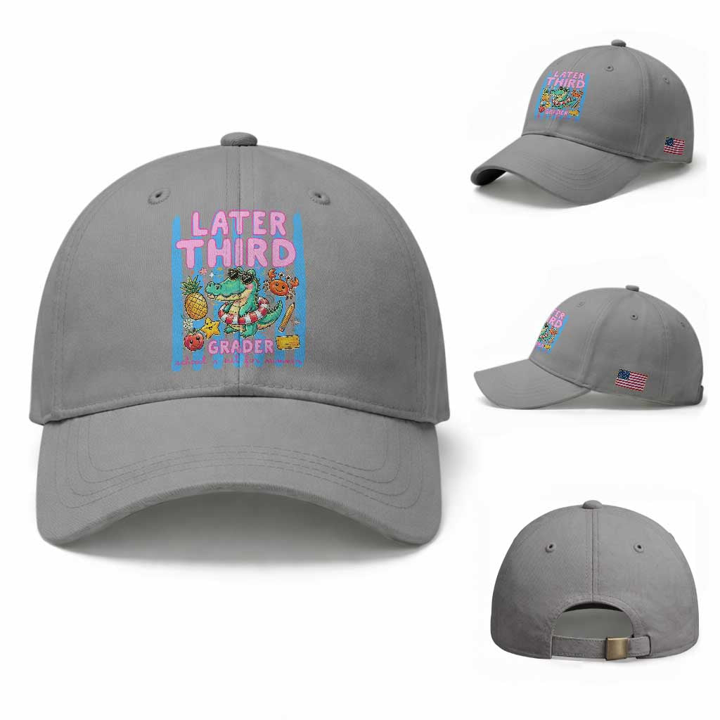 Later Third Grader School's Out For Summer Baseball Cap Last Day Of School Later Gator Alligator