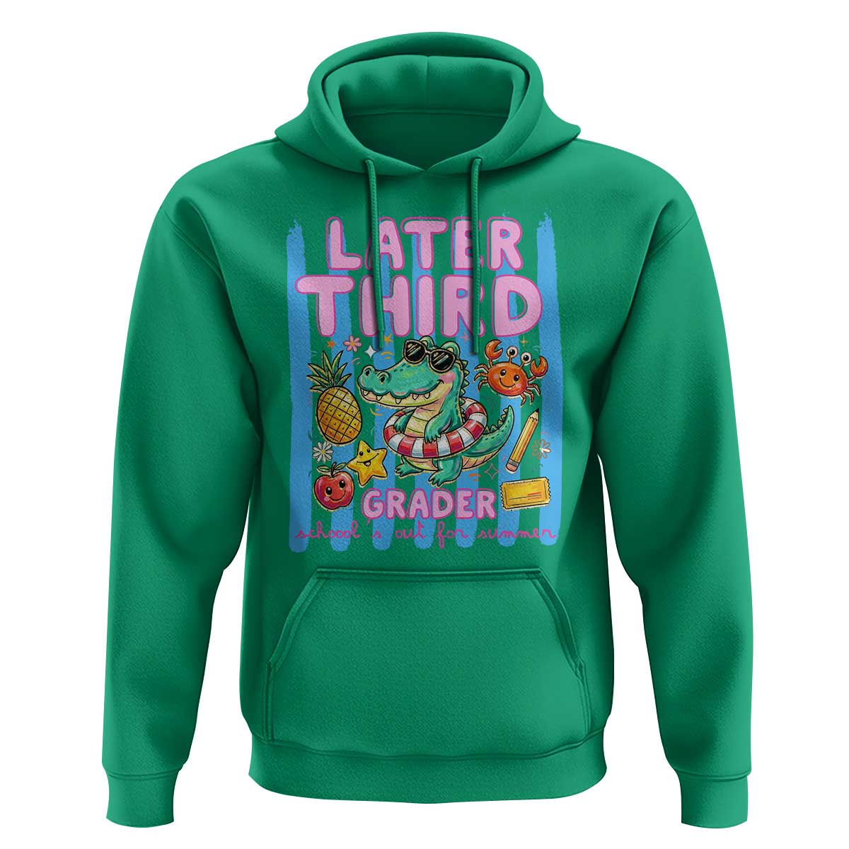 Later Third Grader School's Out For Summer Hoodie Last Day Of School Later Gator Alligator