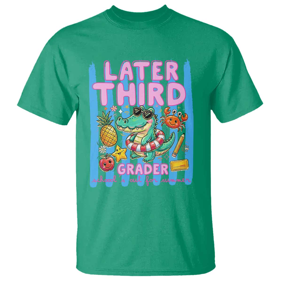 Later Third Grader School's Out For Summer T Shirt Last Day Of School Later Gator Alligator