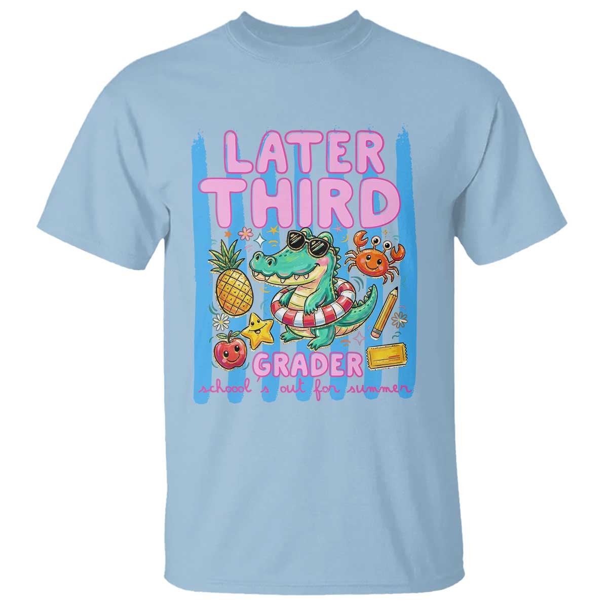 Later Third Grader School's Out For Summer T Shirt Last Day Of School Later Gator Alligator