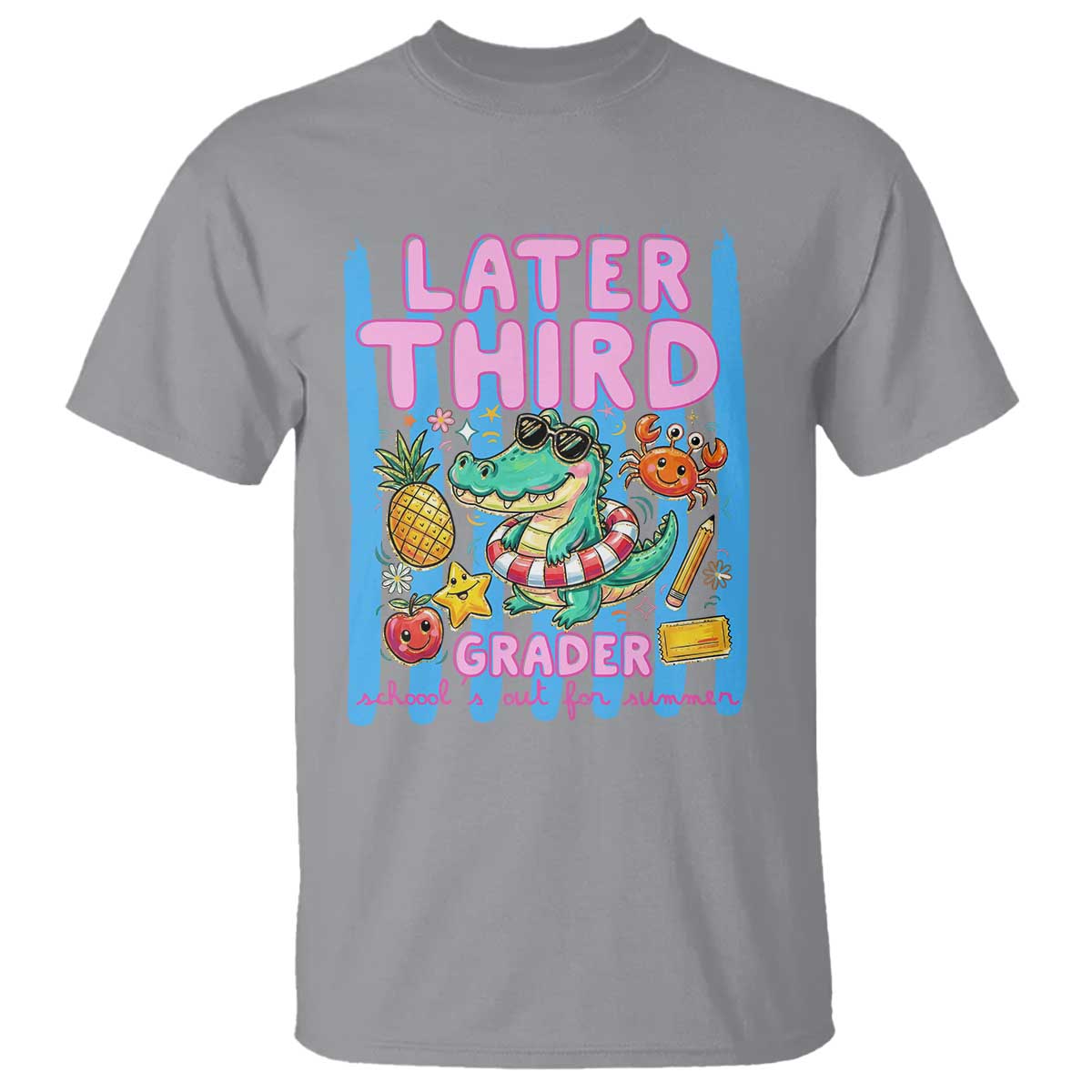 Later Third Grader School's Out For Summer T Shirt Last Day Of School Later Gator Alligator