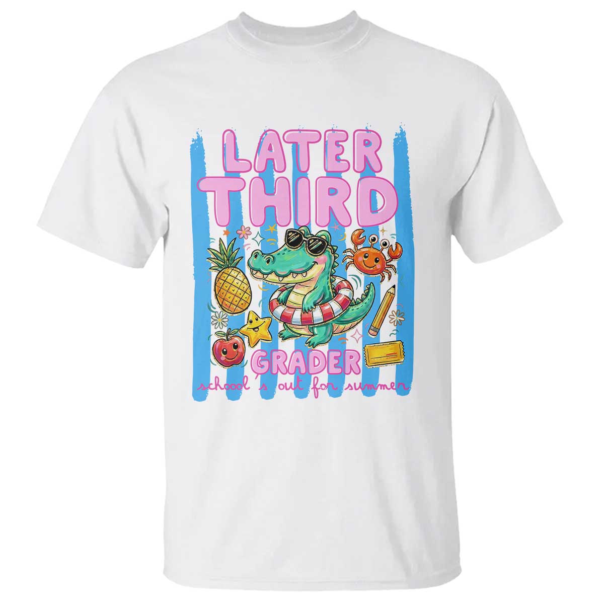 Later Third Grader School's Out For Summer T Shirt Last Day Of School Later Gator Alligator