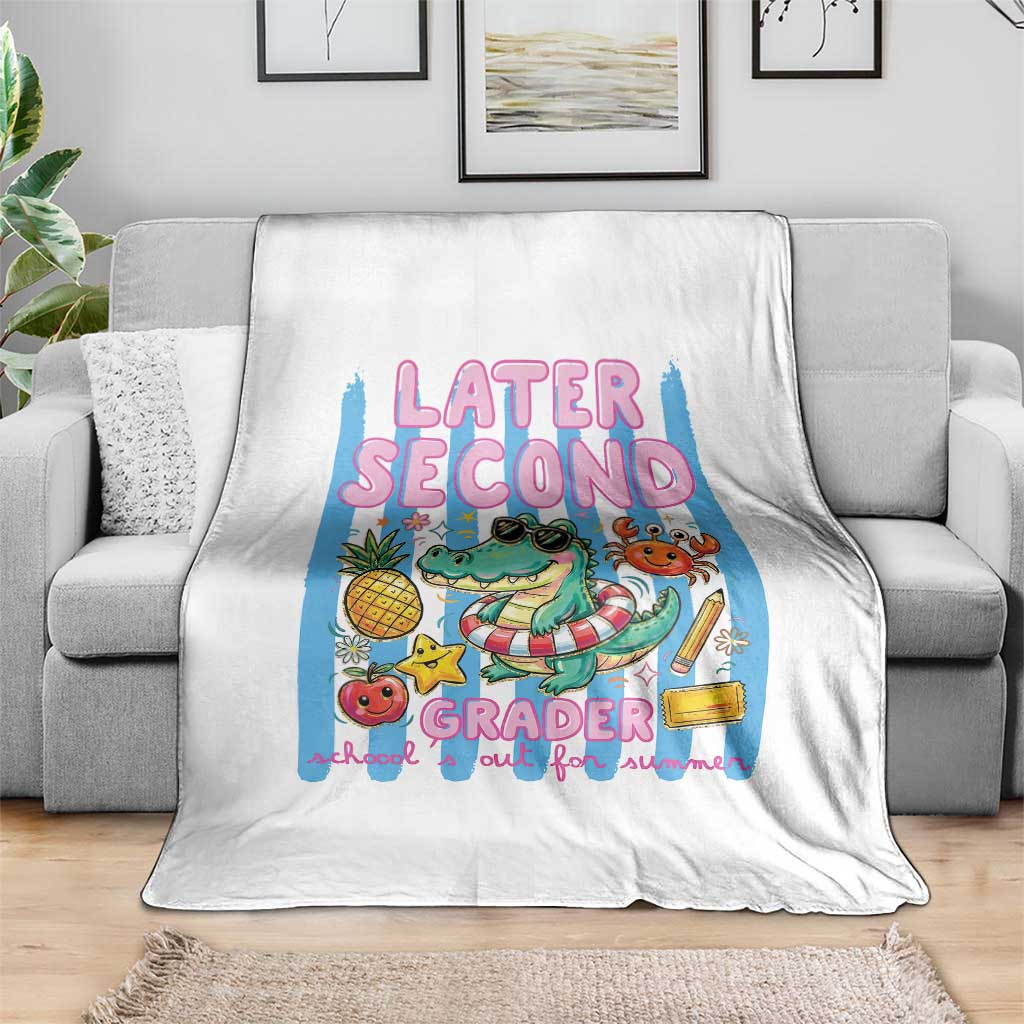 Later Second Grader School's Out For Summer Throw Blanket Last Day Of School Later Gator Alligator