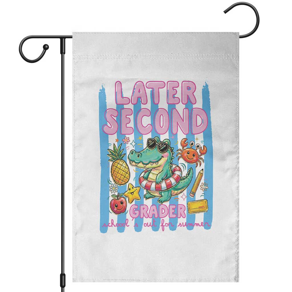 Later Second Grader School's Out For Summer Garden Flag Last Day Of School Later Gator Alligator