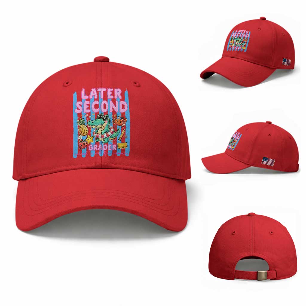 Later Second Grader School's Out For Summer Baseball Cap Last Day Of School Later Gator Alligator