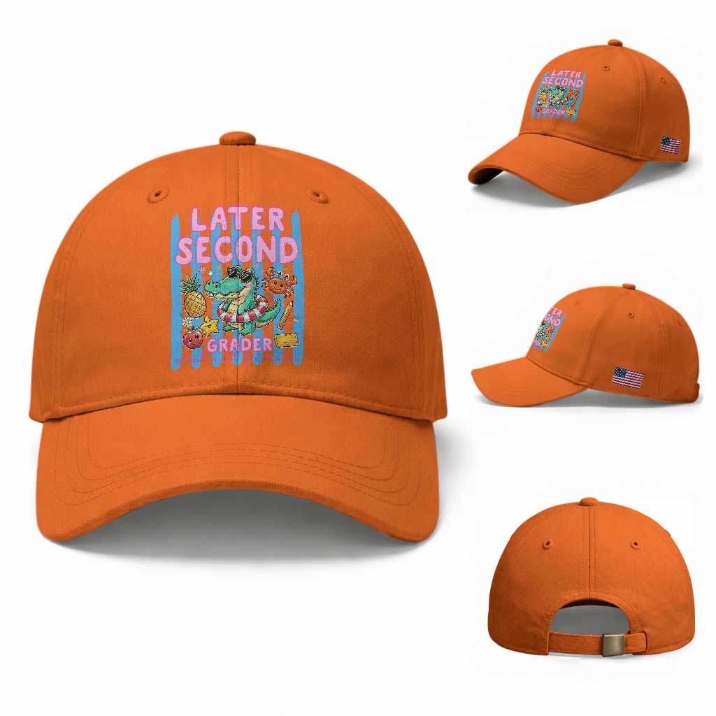 Later Second Grader School's Out For Summer Baseball Cap Last Day Of School Later Gator Alligator