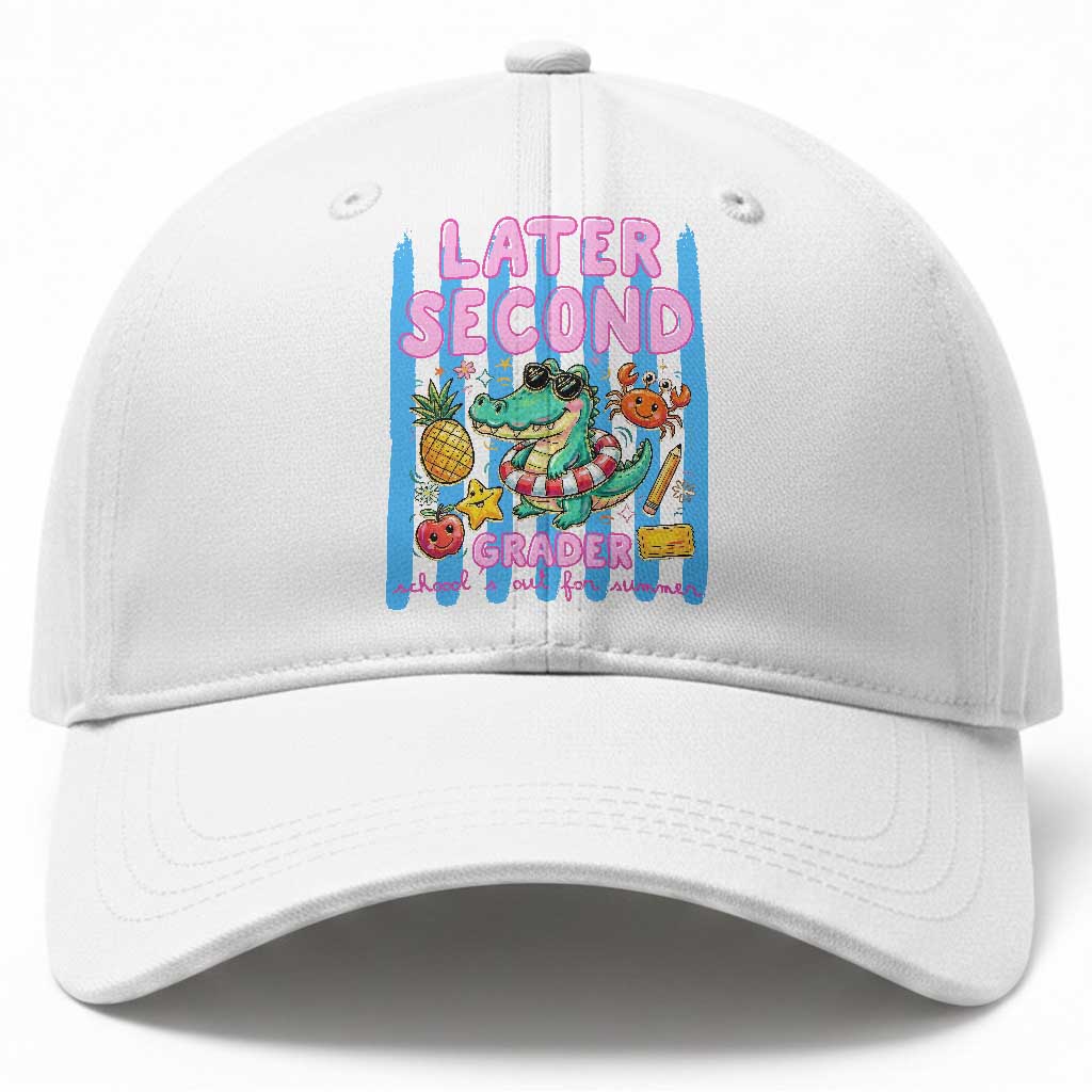 Later Second Grader School's Out For Summer Baseball Cap Last Day Of School Later Gator Alligator