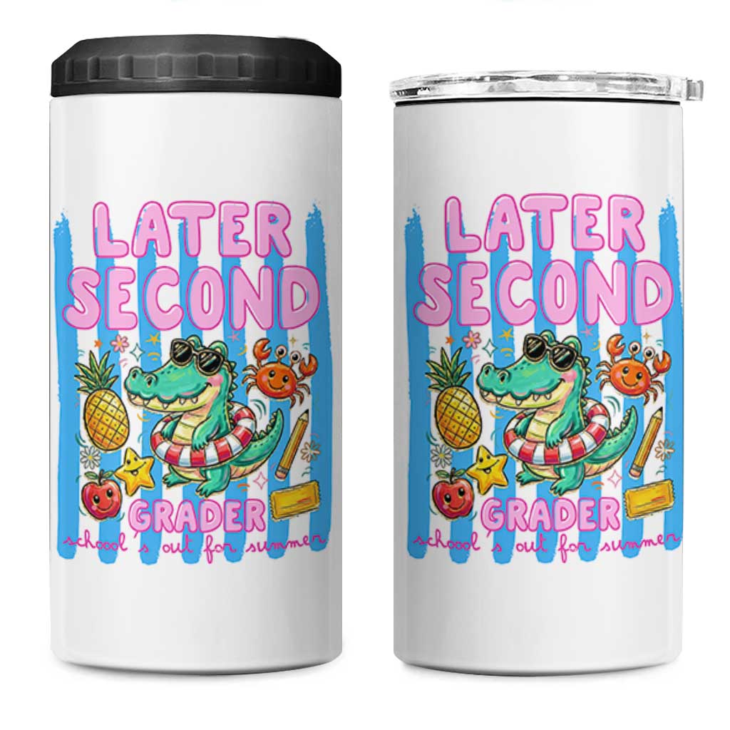 Later Second Grader School's Out For Summer 4 in 1 Can Cooler Tumbler Last Day Of School Later Gator Alligator