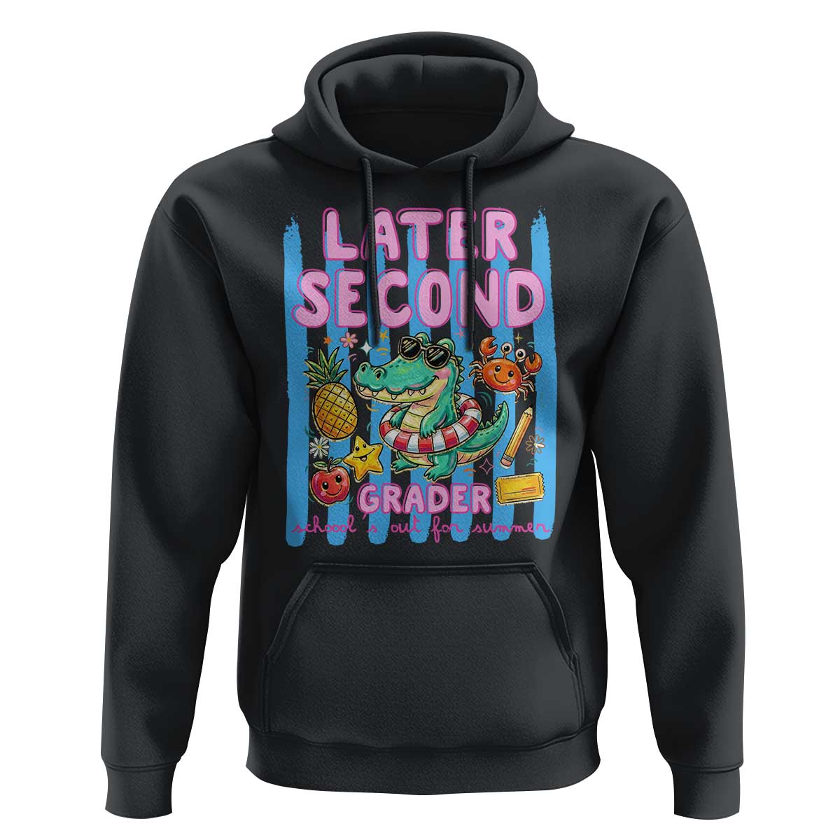 Later Second Grader School's Out For Summer Hoodie Last Day Of School Later Gator Alligator
