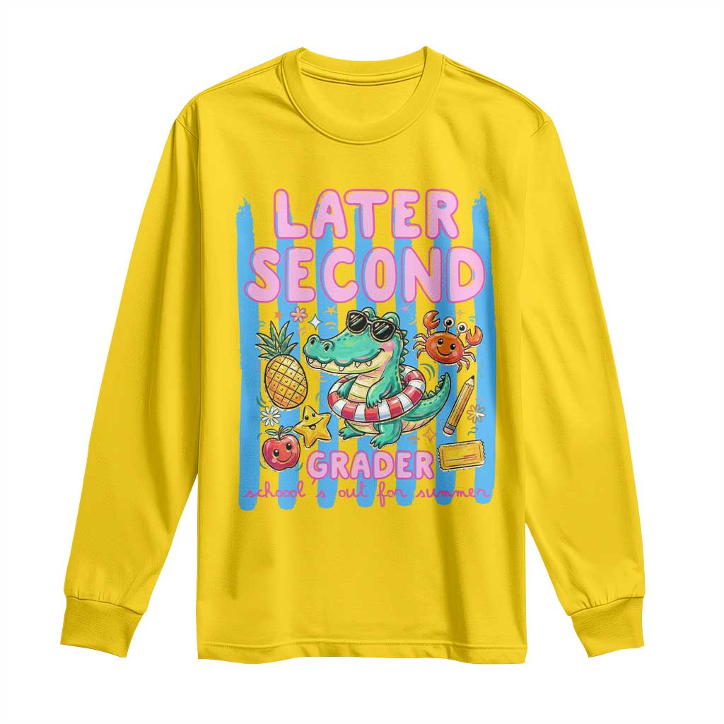 Later Second Grader School's Out For Summer Long Sleeve Shirt Last Day Of School Later Gator Alligator
