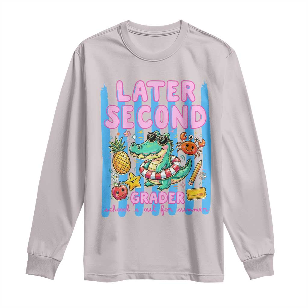 Later Second Grader School's Out For Summer Long Sleeve Shirt Last Day Of School Later Gator Alligator